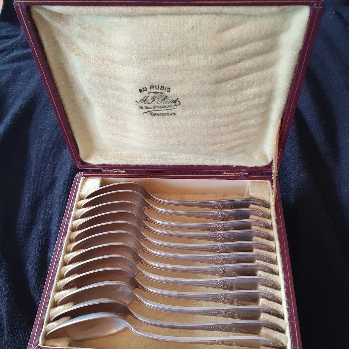 Lot De 12 Cuillères à Café En Métal Argenté, France, Vintage