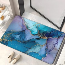 1pc Marble Pattern Non-Slip Bath Mat Plush Soft Microfiber Absorbent Floor Mat  