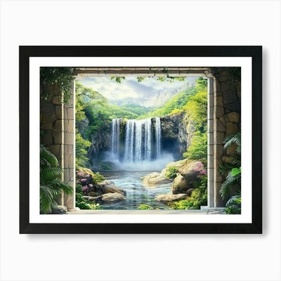 Wasserfall 3 Kunstdruck gerahmt Wandbild Poster Leinwanddruck Bild