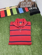 polo ralph lauren youth 1/4 zip pullover sweater XL 18-20 red navy stripes