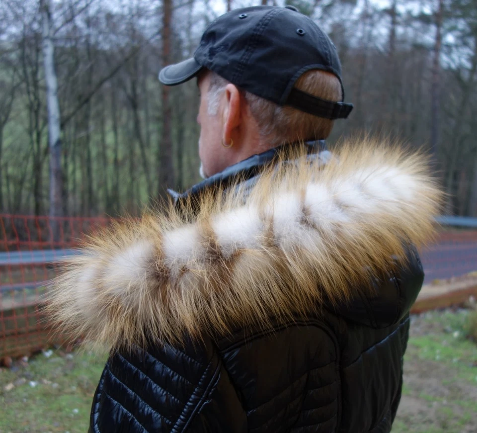 Fuchs Pelz Kapuze Kragen Echt Fellkragen Silberfuchs Pelzkragen für Jacke Parka - Bild 3 von 4