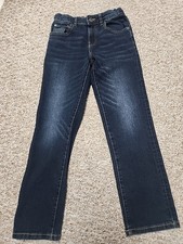 Lucky Brand Boys Jeans Size 12 Classic Straight Dark Blue Denim Adjustable Waist