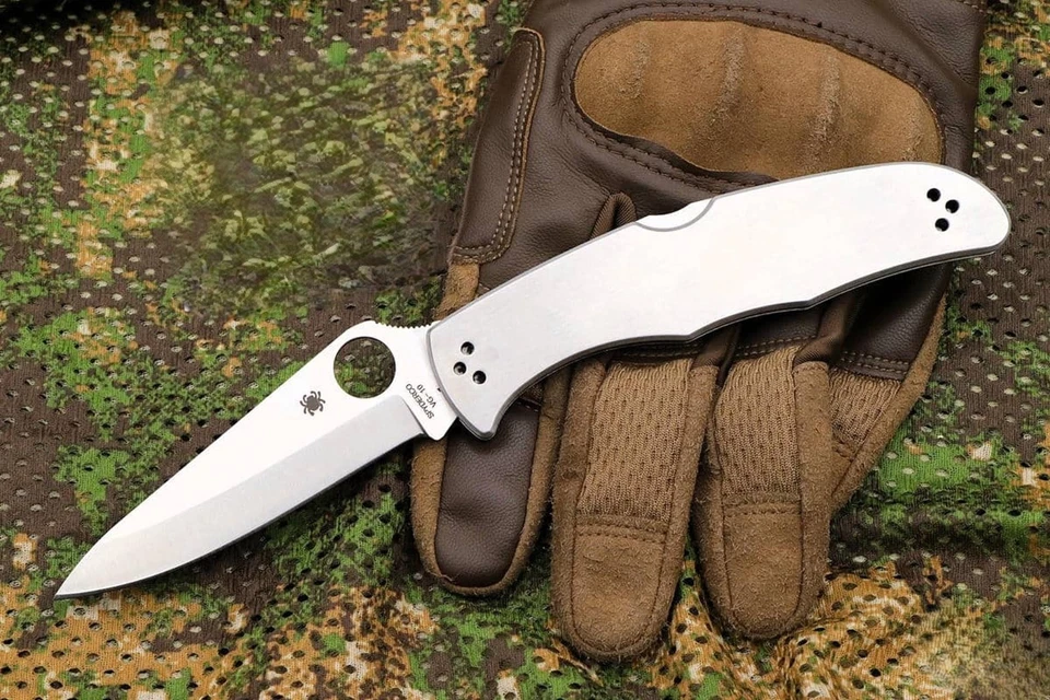 Spyderco Endura 4 Titanium Damascus Plain Blade Folding Knife C10TIPD