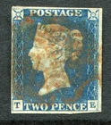 GB QV 1840 2d blue SG 4-6 (TE) used: four margins (cat. £950)