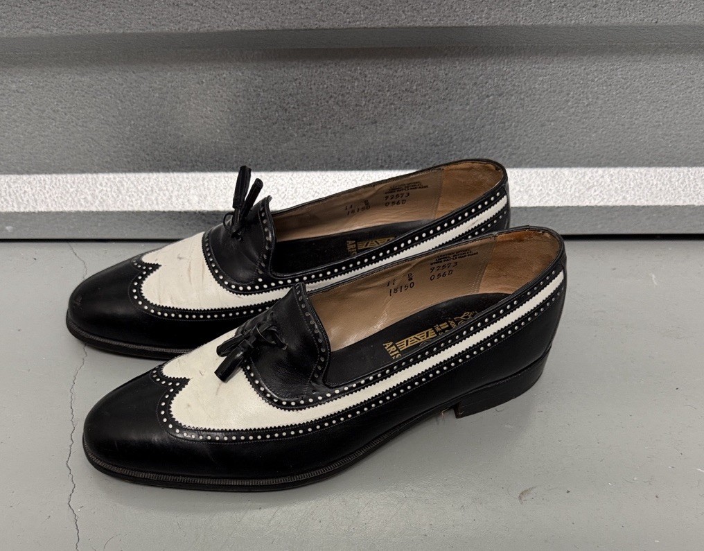 Johnston & Murphy Aristocraft 2 Tone Wing Tip Loafers Vintage Dress Shoe Men 11