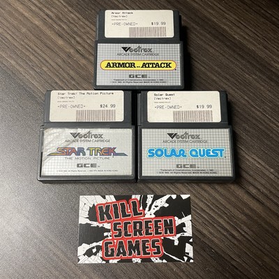 Lot of 3 Vectrex Games - Star Trek + Armor Attack + Solar Quest - Tested+Working