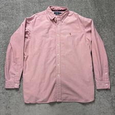 Ralph Lauren Classic Fit Pink Button Down Long Sleeve Colorful Pony Men s XL