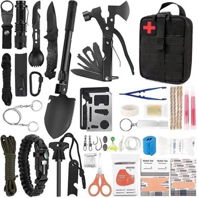 142-Piece Survival & First Aid Kit - Emergency Bugout Bag with Professional Gear