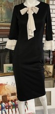 Black Shift Dress with Keyhole SelftieFront and Bell Sleeves Sz XS/S