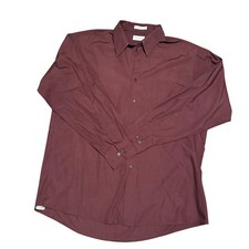 Van Heusan 17 34/35 Poplin Long Sleeve Dress Shirt Maroon Office Professional