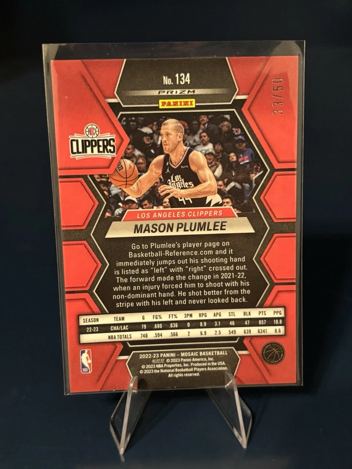 Numbered /50 Mason Plumlee! 22-23 Mosaic Purple Fast Break Disco #134 Clippers - Image 2 of 3