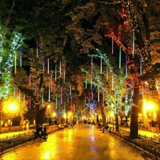 192 LED Solar Lights Meteor Shower Rain Tree String Light Garden Outdoor Rainbow
