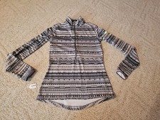 Nike Pro Dri-fit 1/2 Zip Jacket Long Sleeve Womens Medium Fitted Black White Gry