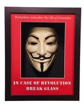 Guy Fawkes Remember The 5th of November V for Vendetta Mask Shadowbox