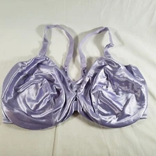 Victoria's Secret Second Skin Satin Unlined Bra 42DD Lilac Purple Front Close