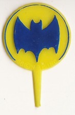 VINTAGE BATMAN, CUPCAKE CAKE TOPPER, BAT SIGNAL, BLUE, HONG KONG C.1966