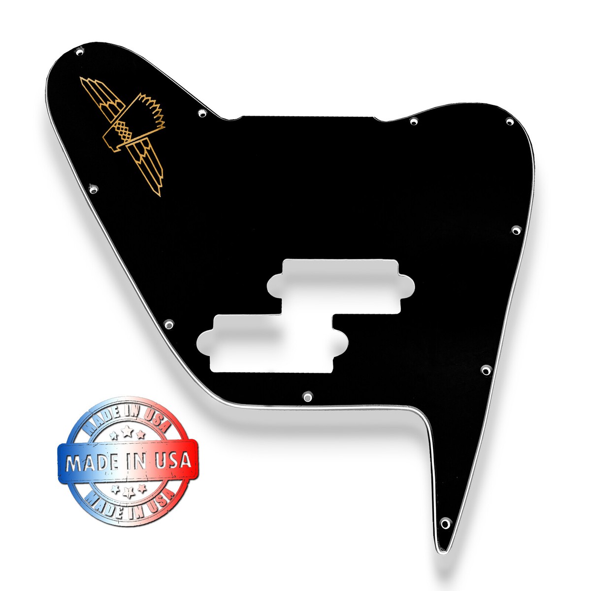 3 Ply Black Pickguard for Epiphone Non Reverse Thunderbird + Decal