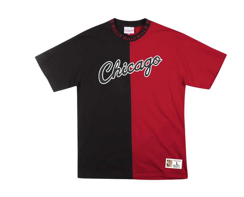 Mitchell Y Ness CHICAGO BULLS NBA Camiseta De Color Dividido Negra Roja Nueva