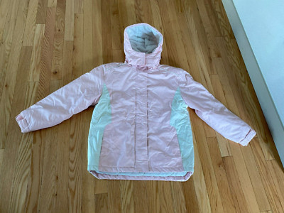 PBX Basics Pink Zip Up Coat snow jacket Size L 14-16 teen