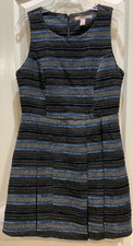 Forever 21 Womens Dress Junior Sz L Blue Black Shades Stripes Sleeveless New 212