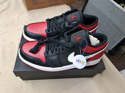 *NEW* Men Air Jordan 1 Low Bred Black / Gym Red (553558 066), Sz 8.0   Free Ship
