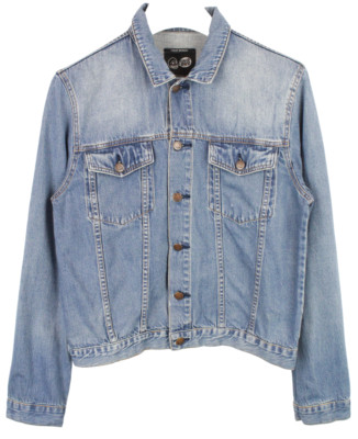 Cheap Monday Tobias Jeans Jacke Herren Groß Denim Geknopft Fade Effekt Blau