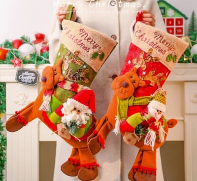 Personalised Christmas Stocking Embroidered Xmas Sack Santa Deluxe Decor Gift