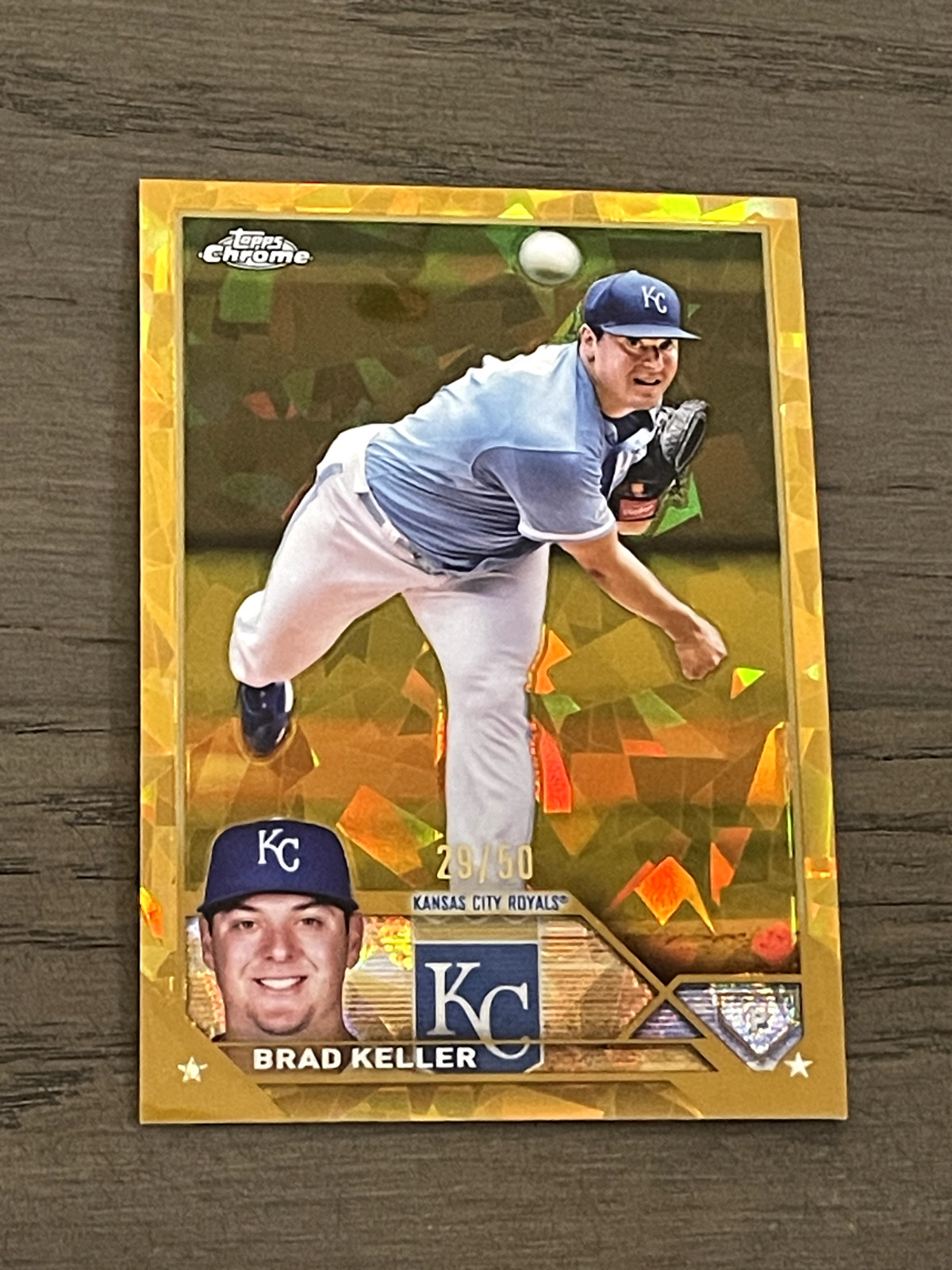 2023 Topps Chrome Sapphire Gold Refractor Brad Keller #189 Royals /50