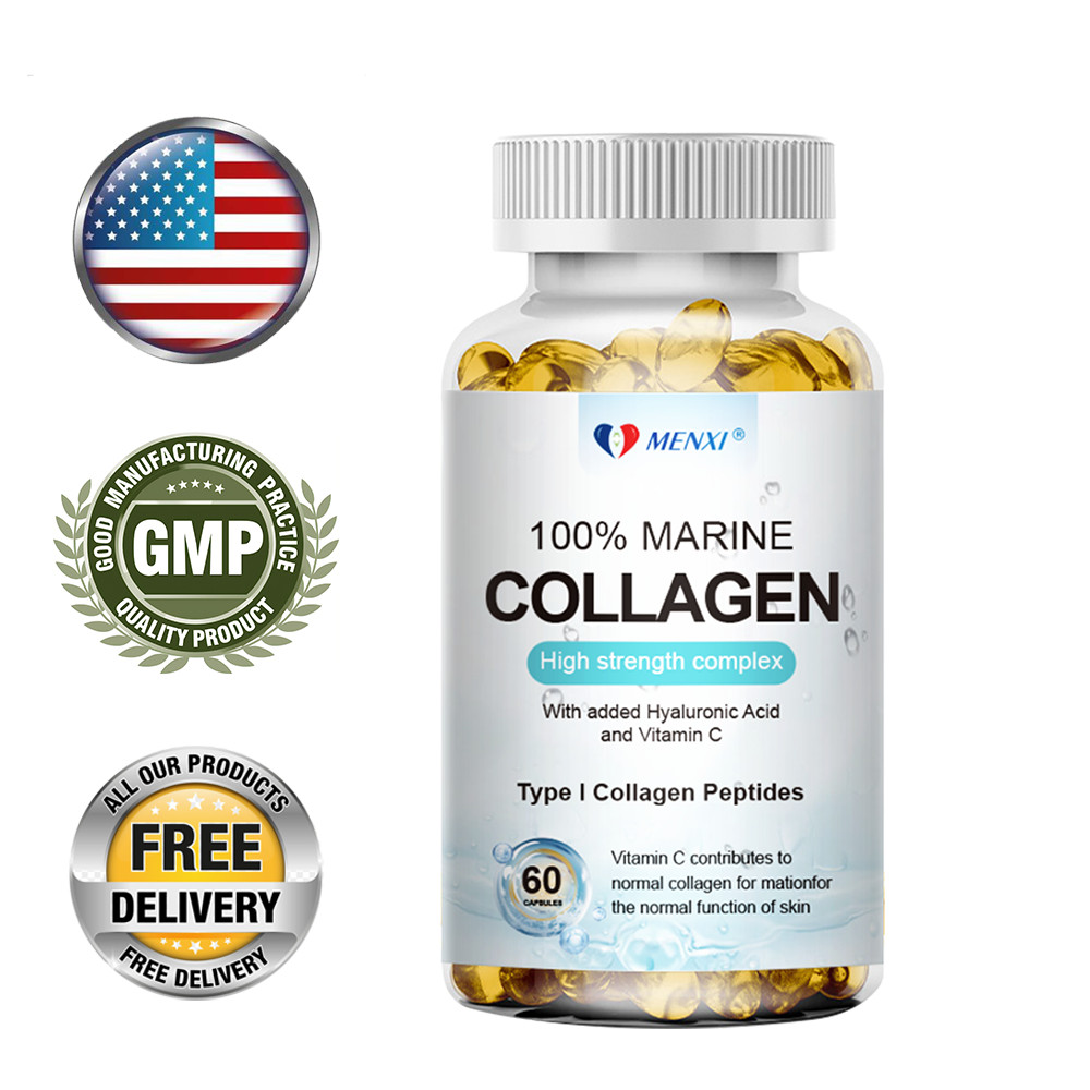 Cápsulas de colágeno marino hidrolizado tipo 1 de 1300 mg para la salud de la piel y el cabello de las uñas