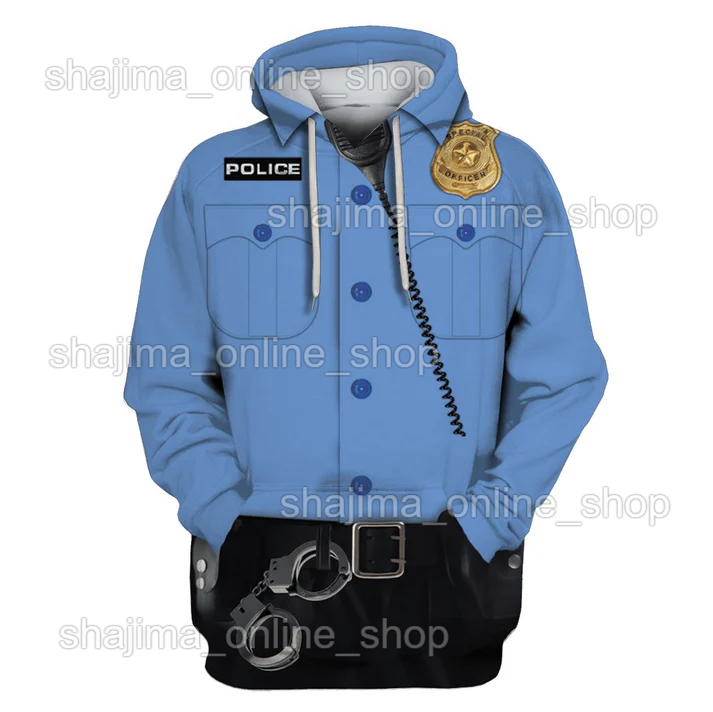 Police Uniform All Over Print Hoodie, Love Police Uniform Hoodie 3D