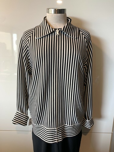 NORMA KAMALI New with Tags $299 Black & White Zip Knit Stretch Jacket, Pockets - Picture 3 of 12