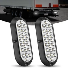 Nilight 6Inch Oval Tail Light 2PCS White 24LED Back Up Reverse Light