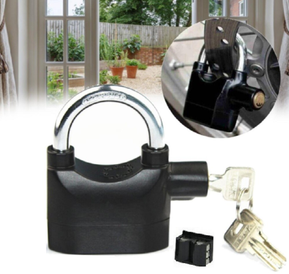HEAVY DUTY ALARM PADLOCK SHEDS MOTORBIKES BIKE ALARM MOTORCYCLE LOCKS W