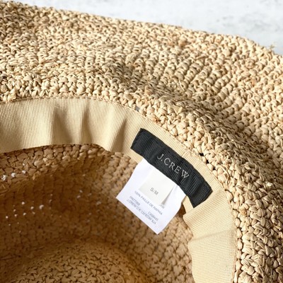 New J.Crew Wide Brim Foldable Packable Raffia Straw Hat  display picture 2