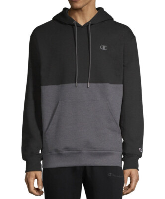 Champion Mens Black Gray NEW Classic Powerblend Fleece Hoodie Pullover Sweater S