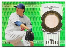 2014 Topps Tribute Hyun-Jin Ryu 14/25 Green Titans Relic #TTR-RH