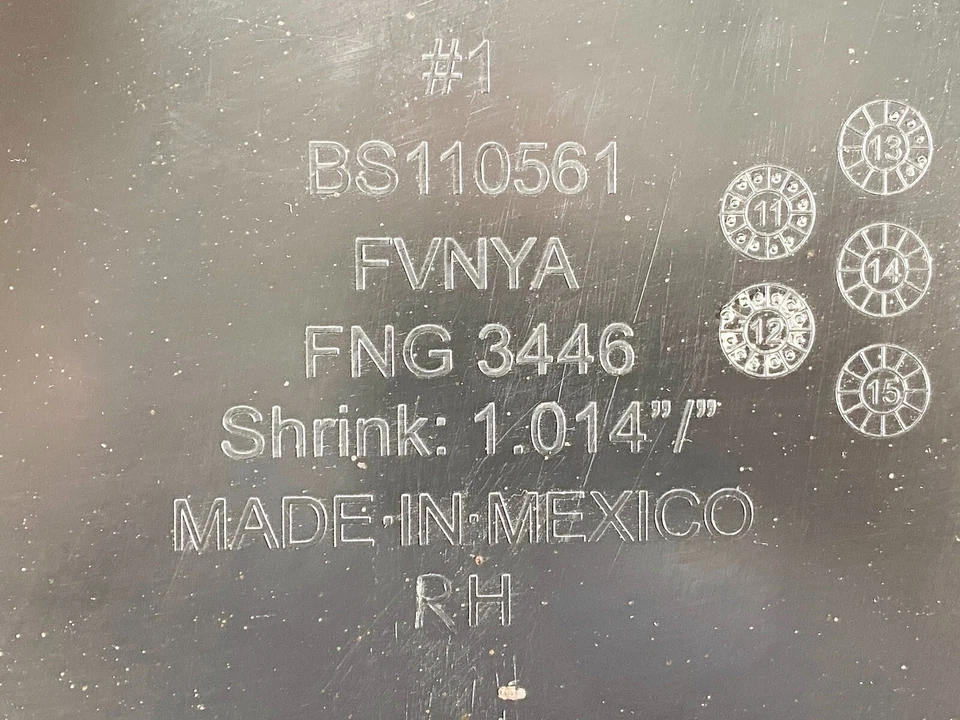 13-16 FORD FUSION REAR RIGHT PASSENGER UNDER BODY SPLASH SHIELD GUARD OEM - Image 3 of 3