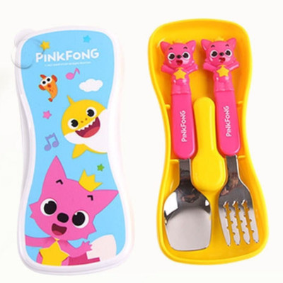 Pinkfong Edison Spoon Fork Case Set For Baby Kids Made in Korea