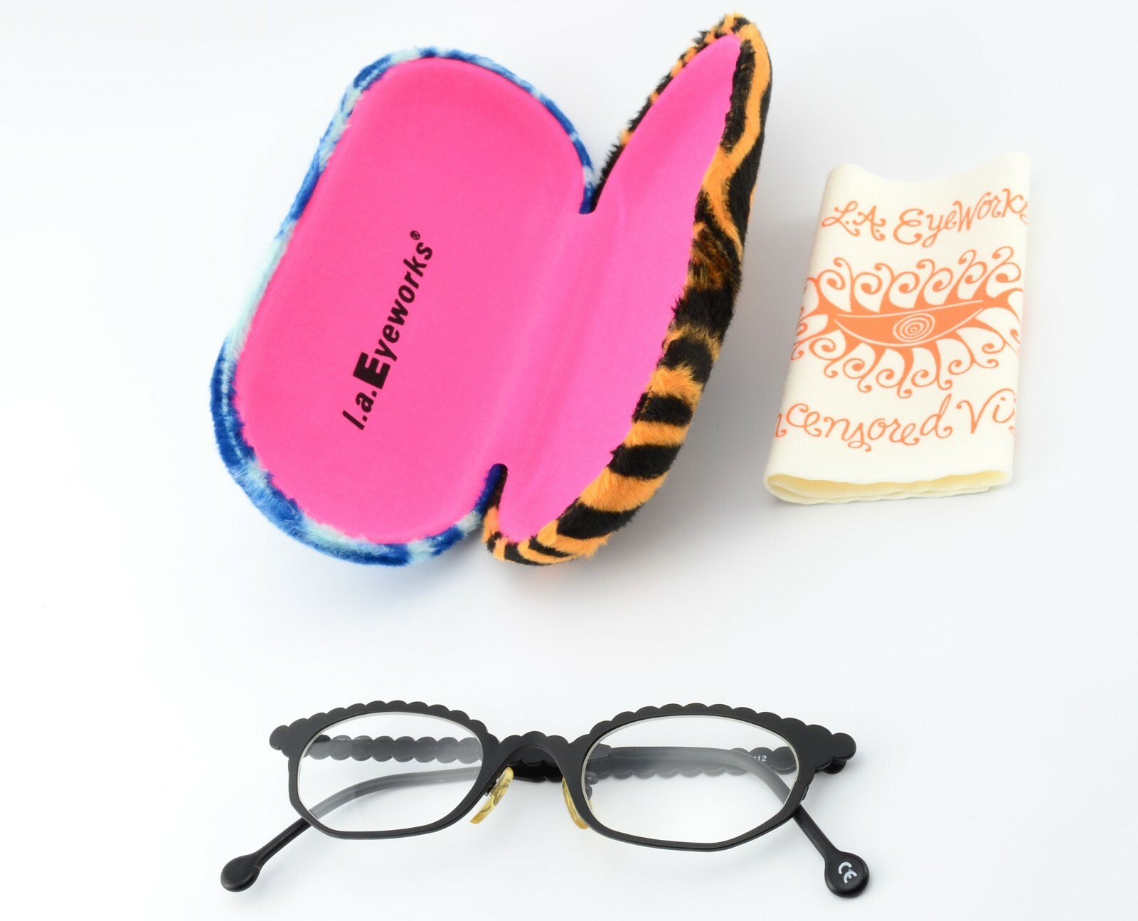 Очки L.A. EYEWORKS Brille модели ROOK 412 Damen Small Schwarz Cat-Eye Vintage c1997