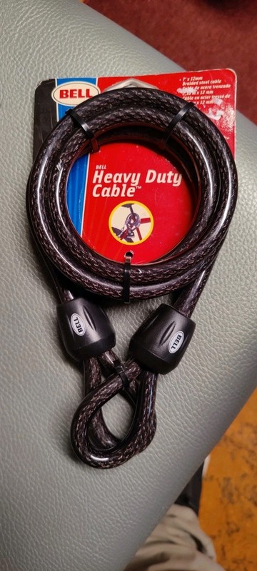BELL Bike Steel CABLE 7FTx 1/2in Thick Heavy Duty Security Vinyl Coated Flexible