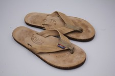 RAINBOW Sandals Flip Flops Tan Unisex Regular Strap Size M 10.25" Leather
