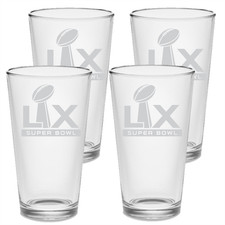 Set Super Bowl 60 - 2026 Pint Beer Drinking Glasses Etched Tumblers Drinkware