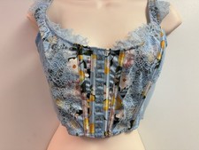 Victoria's Secret Dream Angels Unlined Lace Corset Bra Blue Lemon Size Medium