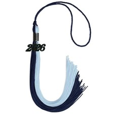 Endea Graduation Dark Navy Blue/Light Blue Graduation Tassel With Black Date Dro