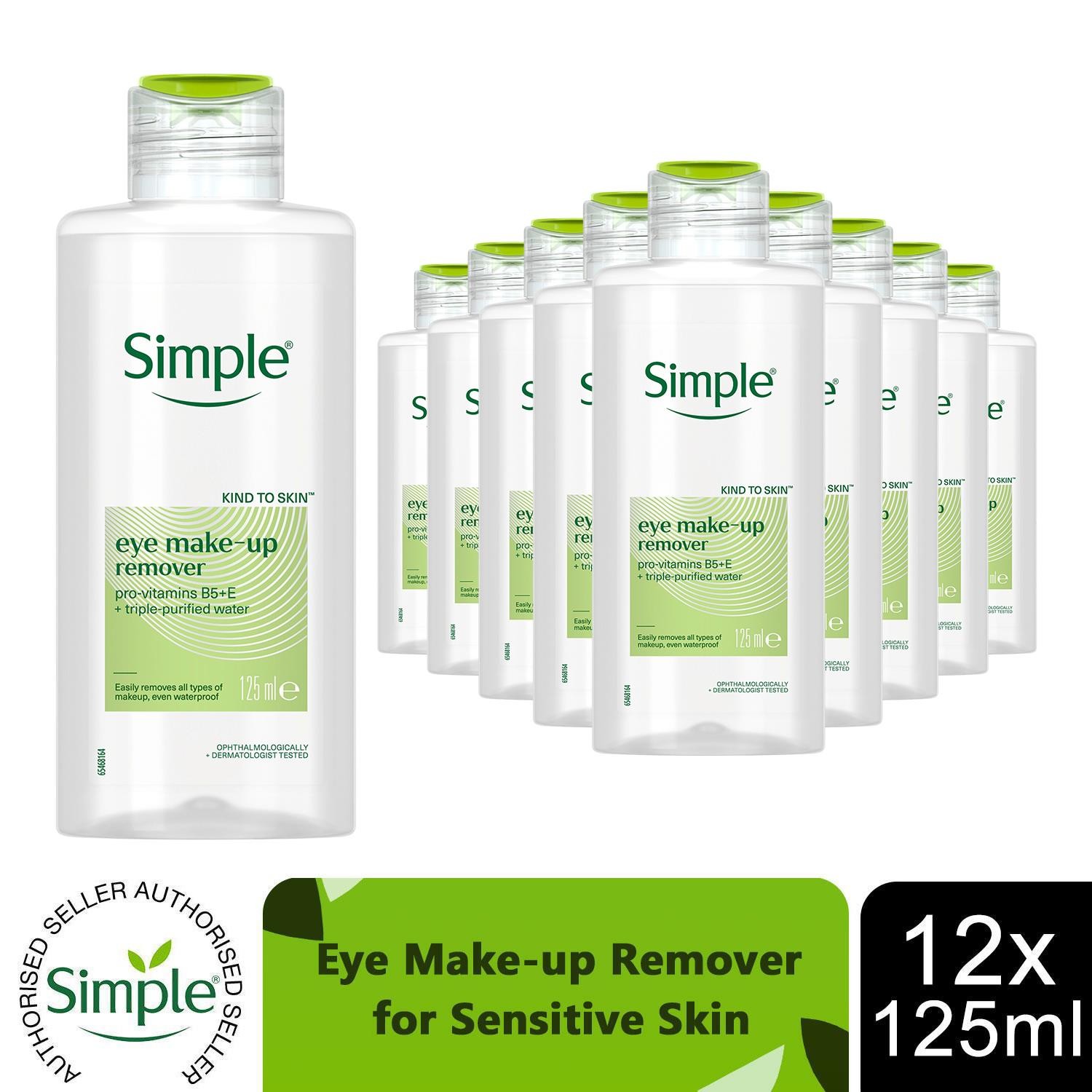 Simple (12X Of 125Ml) Kind To Skin Eye Make-Up Remover For Sensitive Skin - Image 2