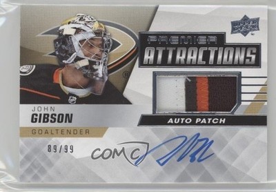 2019-20 Upper Deck Premier Attractions 89/99 John Gibson #PA-JG Patch Auto 1p1w