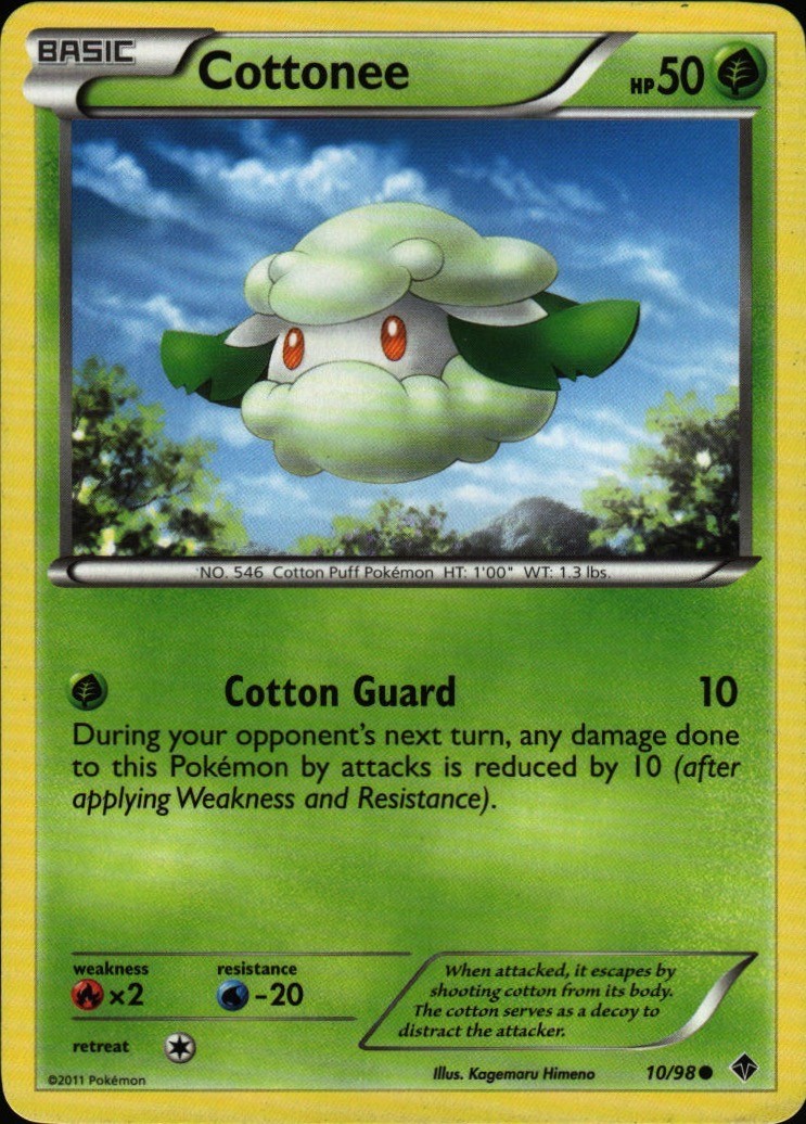 Pokemon TCG Card: Cottonee (10) Common Grass Normal Emerging Powers EPO 10/98  K