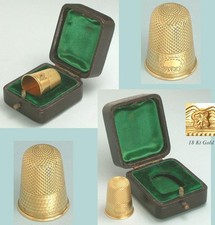 Antique 18Kt Gold Thimble in Leather Case * Netherlands * Circa 1890s