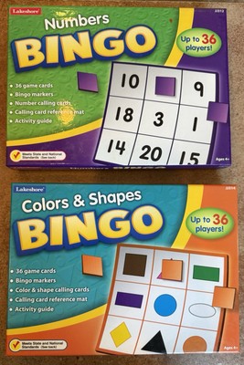 LAKESHORE BINGO GAMES - Numbers Colors & Shapes Complete Sets - Free Shipping