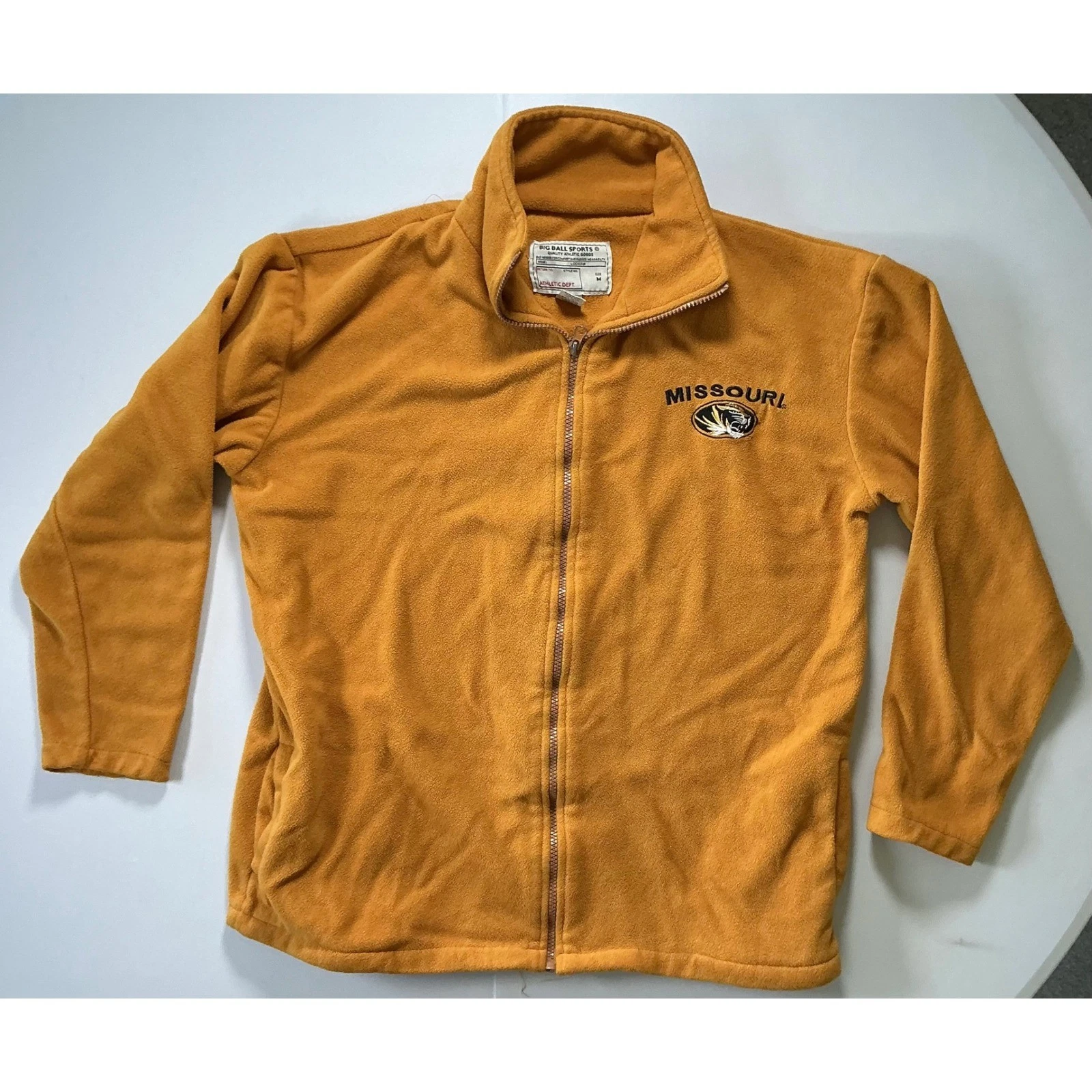 VTG Y2K Missouri Tigers Fleece Jacket Mens M Gold Full Zip Mizzou Preppy Fall image 1